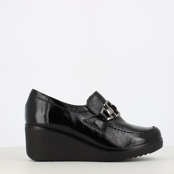 Pitillos Wedge Patent Shoe Black