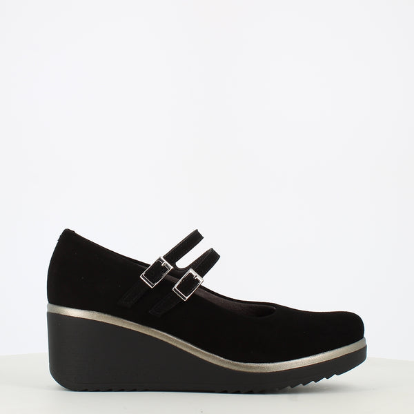 Pitillos High Mary Jane Wedge Shoe Black