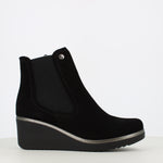 Pitillos Wedge Ankle Boot Black Suede