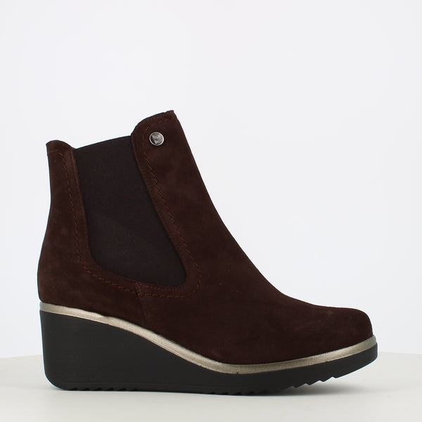 Pitillos Wedge Ankle Boot Brown Suede