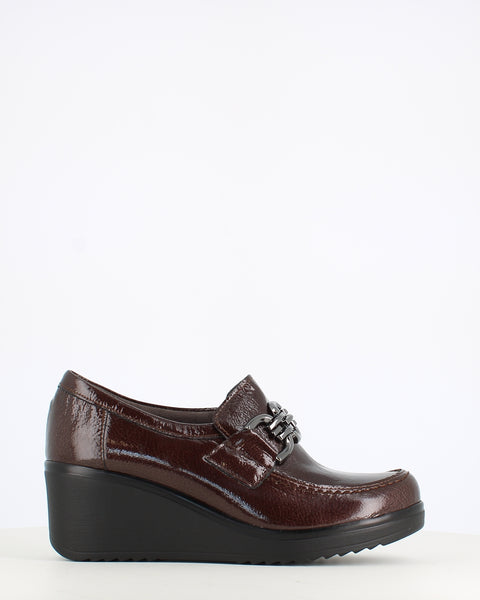 Pitillos High Wedge Patent Shoe Marron