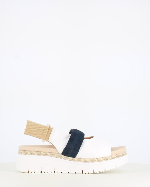 Jose Saenz Wedge Sandal White Navy