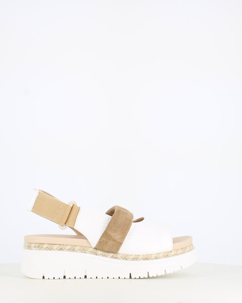 Jose Saenz Wedge Sandal White Taupe