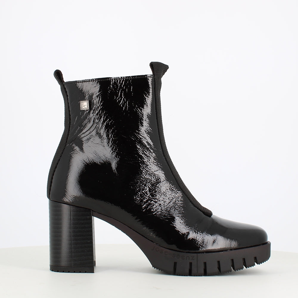 Jose Saenz Platform Front Zipper Boot Patent Black