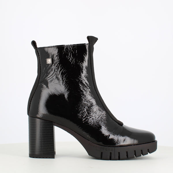Jose Saenz Platform Front Zipper Boot Patent Black