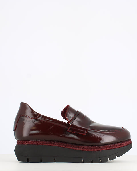Jose Saenz Wedge Moccasin Patent Bordeaux