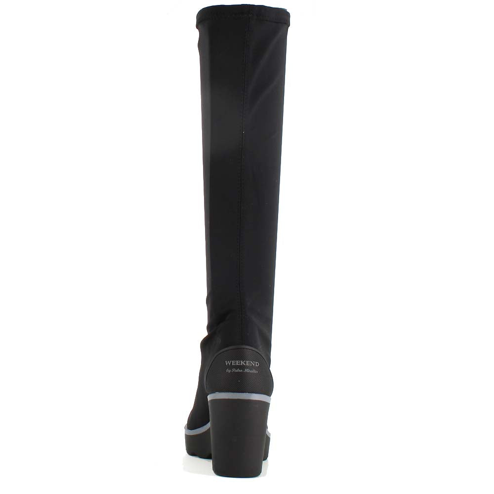 Pedro Miralles Weekend Wedge Knee High Boot Black