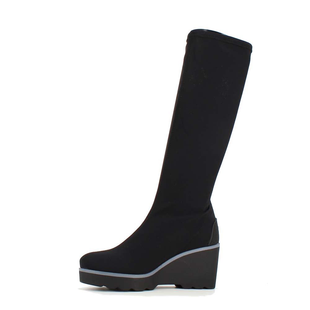 Pedro Miralles Weekend Wedge Knee High Boot Black