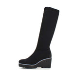 Pedro Miralles Weekend Wedge Knee High Boot Black
