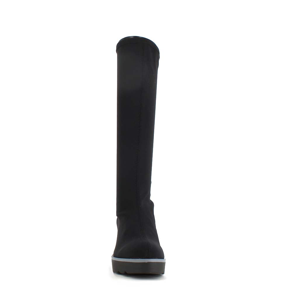 Pedro Miralles Weekend Wedge Knee High Boot Black