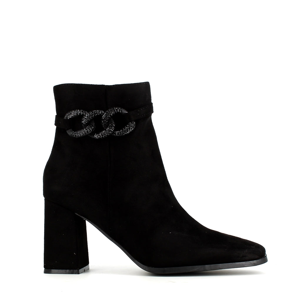 Claudia Ghizzani Jet Crystal Ankle Boot Black