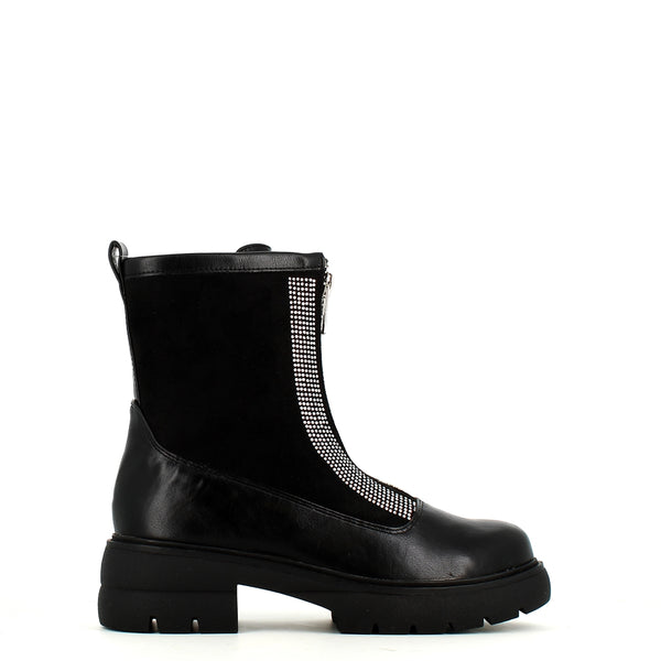 Claudia Ghizzani Diamante Zip Boot Black