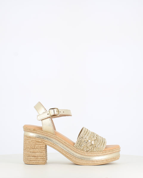 Pitillos Platform Weave Sandal Gold