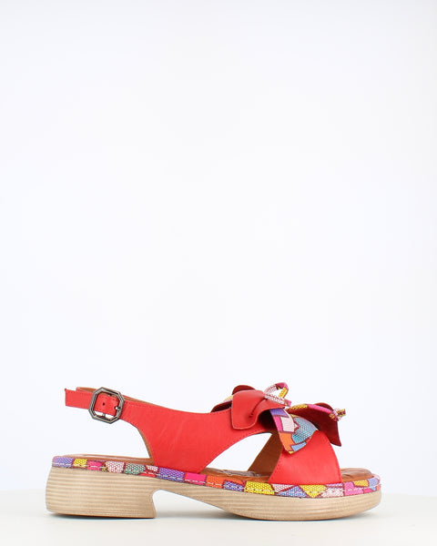 Cinders Edit Leather Summer Sandal Red Multi