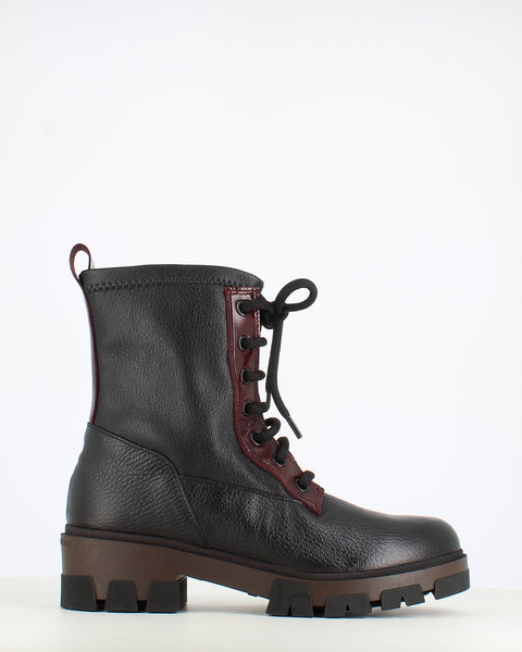 Jose Saenz Laced Leather Boot Black/Burgundy