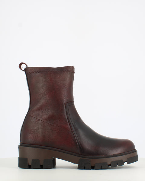 Jose Saenz Stretch Leather Ankle Boot Black/Burgundy