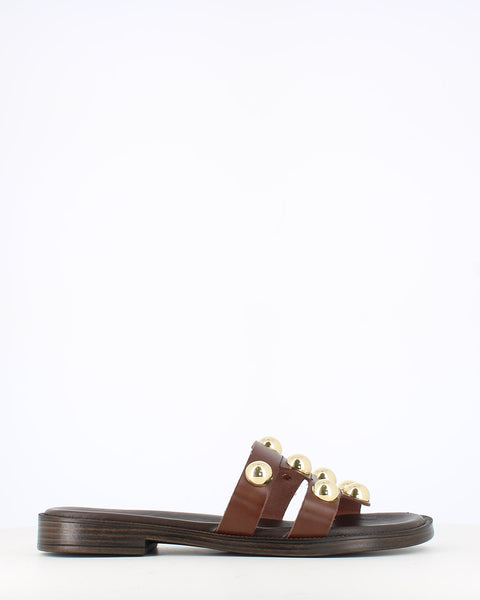Porronet Leather Slide Studs Moka