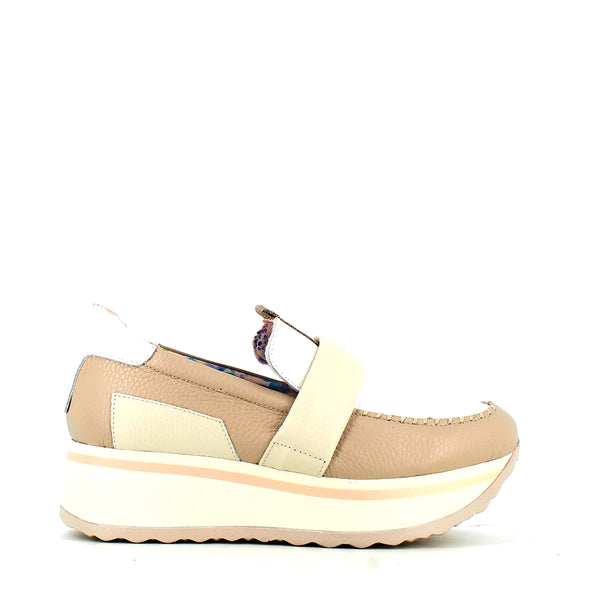 Jose Saenz Wedge Loafer Beige White