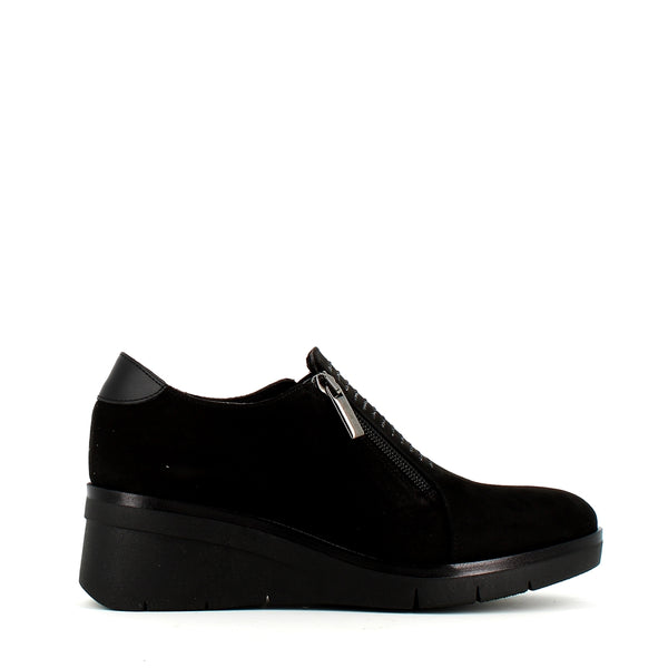 Comart Wedge Shoe Double Zip Black