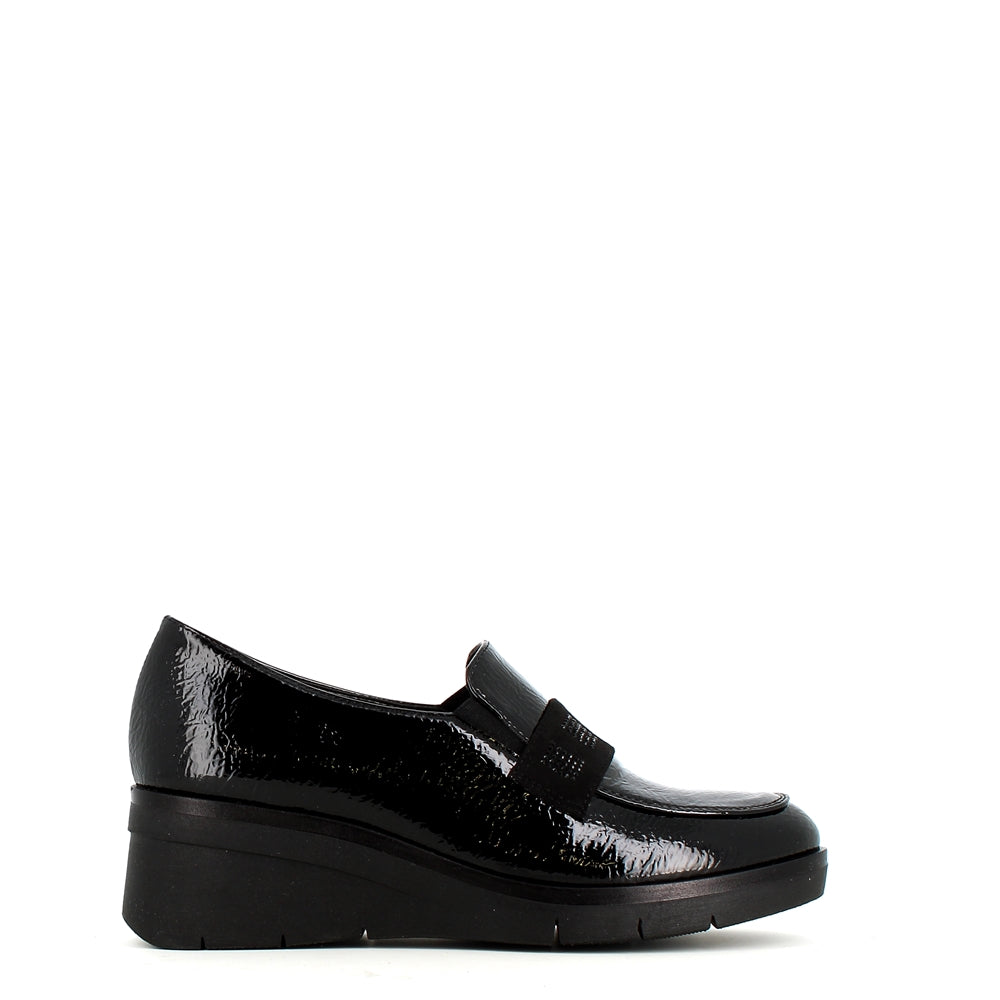 Comart Patent Wedge Shoe Black Jet Cinders Shoe Heaven