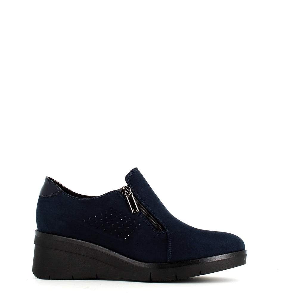 Comart Double Zip Wedge Shoe Navy