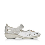 Rieker Mary Jane with Velcro Strap White/Silver