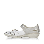 Rieker Mary Jane with Velcro Strap White/Silver