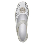 Rieker Mary Jane with Velcro Strap White/Silver