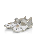 Rieker Mary Jane with Velcro Strap White/Silver