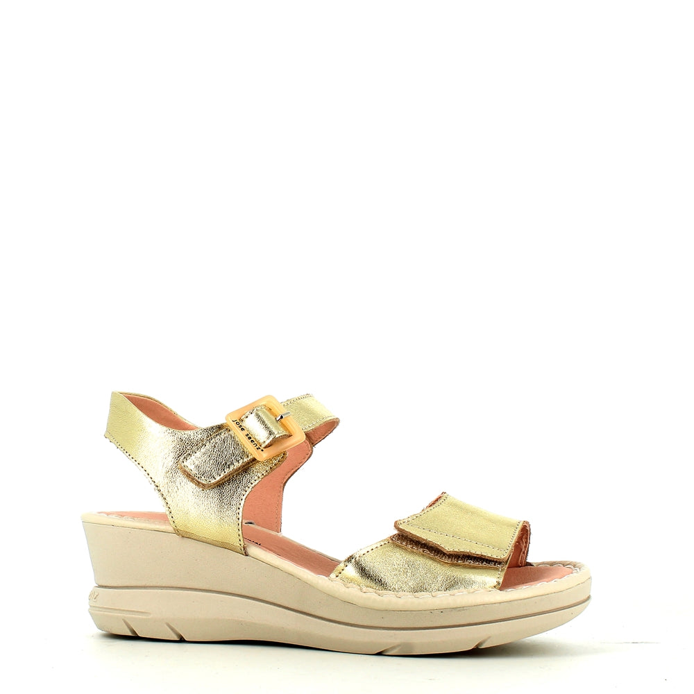 Jose Saenz Velcro Wedge Sandal Metallic Gold