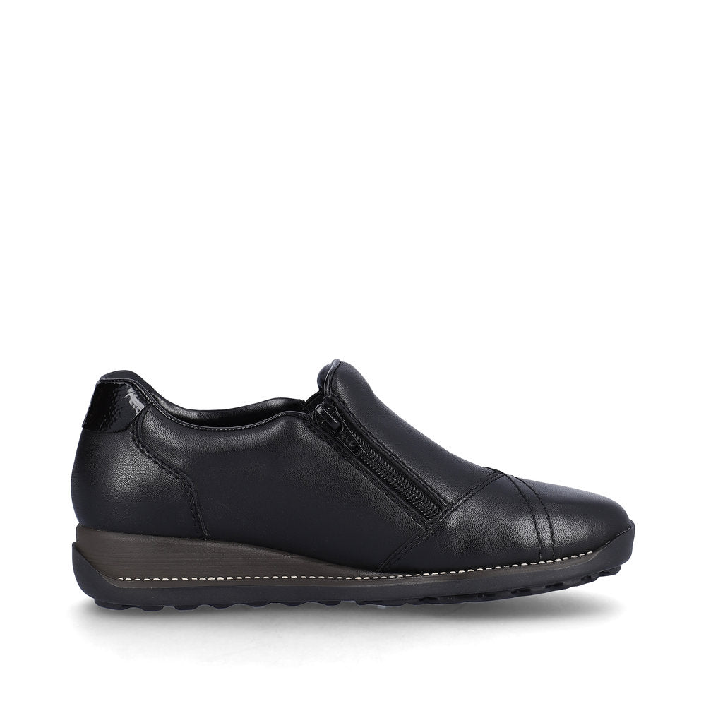 Rieker Classic Shoe with Zipper Quilt Black