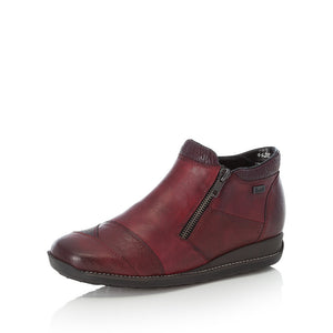 Rieker Low Ankle Boot with Side Zipper Wine