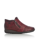 Rieker Low Ankle Boot with Side Zipper Wine