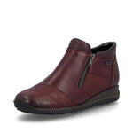 Rieker Low Ankle Boot with Side Zipper Wine