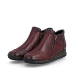 Rieker Low Ankle Boot with Side Zipper Wine