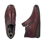 Rieker Low Ankle Boot with Side Zipper Wine