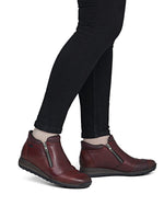 Rieker Low Ankle Boot with Side Zipper Wine/Red