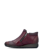 Rieker Low Ankle Boot with Side Zipper Wine/Red