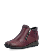 Rieker Low Ankle Boot with Side Zipper Wine/Red