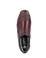 Rieker Low Ankle Boot with Side Zipper Wine/Red