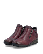 Rieker Low Ankle Boot with Side Zipper Wine/Red