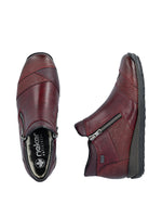 Rieker Low Ankle Boot with Side Zipper Wine/Red