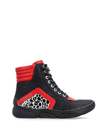Rieker Laced Ankle Boot Red/Black/Print