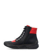 Rieker Laced Ankle Boot Red/Black/Print