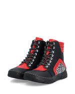Rieker Laced Ankle Boot Red/Black/Print