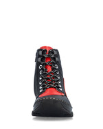 Rieker Laced Ankle Boot Red/Black/Print