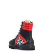 Rieker Laced Ankle Boot Red/Black/Print