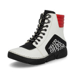 Rieker Laced Ankle Boot White/Red/Zebra