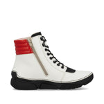 Rieker Laced Ankle Boot White/Red/Zebra