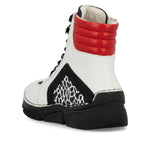 Rieker Laced Ankle Boot White/Red/Zebra